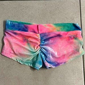 Tie dye, RAVE, scrunchy booty shorts, size S